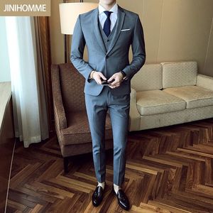 西服套装男士三件套韩版修身小西装商务职业正装伴郎新郎结婚礼服男士职业装
