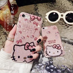 闪粉kt猫苹果7plus手机壳5.5硅胶iphone8新款6s个性全包6创意女款苹果手机壳