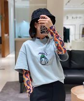CAR#EN Kafen 2020 autumn new product parrot embroidered rib short-sleeved t-shirt sweater