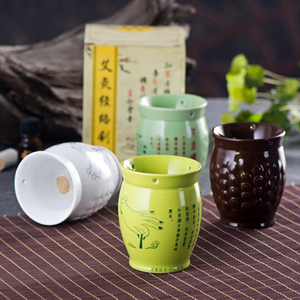 双层陶瓷艾灸杯艾灸罐悬灸仪陶瓷艾灸刮痧罐艾灸仪器灸艾灸杯包邮刮痧器