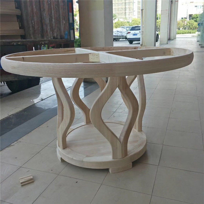 新款白坯中式实木台脚白茬餐桌脚白胚实木架没做油漆大理石餐桌架