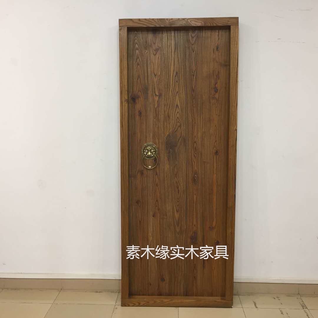 老榆木门板中式实木大门餐饮单双开门仿古别墅室内大门对开门进户