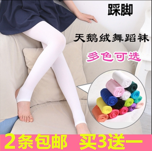 夏季薄款儿童连裤袜糖果色女童踩脚打底裤春宝宝白色丝袜舞蹈袜子舞蹈袜