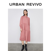 UR2020 Winter New Products Youth Women Fashion Shirt Collar Loose Pleated Dress YU38S7EN2002