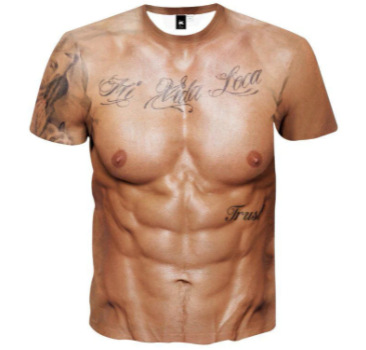 Summer sexy muscle print 3d t-shirt2023夏季性感肌肉印花3dt恤