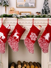 Новый H2 Новый рождественский декор Снежинки Красные подарки Чулки Подарочные пакеты Трикотажная ткань Рождество
