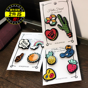 2件15 可爱卡通徽章韩国时尚配饰品配件别针扣领针胸花胸针女徽章