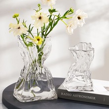 不规则玻璃花瓶透明水养鲜花摆件