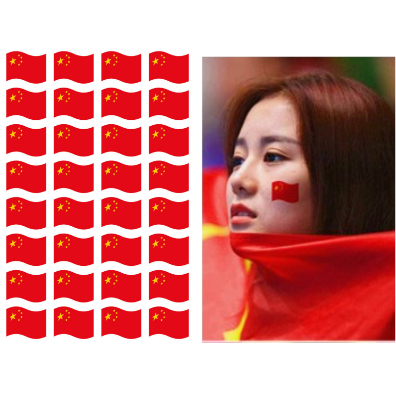 国旗五星红旗纹身贴运动会中国国旗脸贴加油彩虹防水脸贴纸