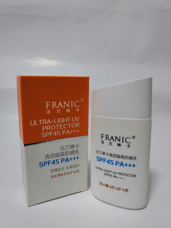 法兰琳卡清透隔离防晒乳spf45 pa60ml 白色膏体