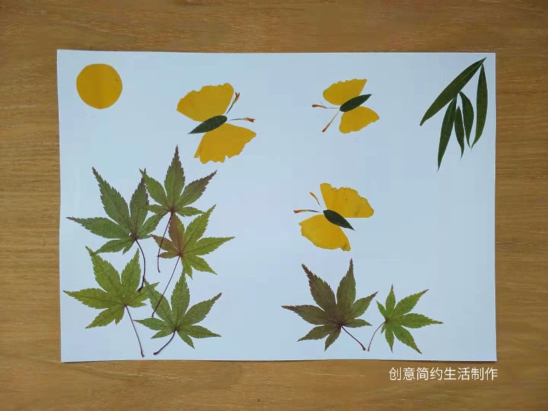 真树叶干花贴画儿童diy创意手工制作亲子活动材料天然树叶贴画