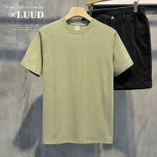 LUUD Синьцзян расческа плотно лоссе хлопчатобумажная футболка чистый цвет с короткими рукавами повседневный отдых мужская рубашка