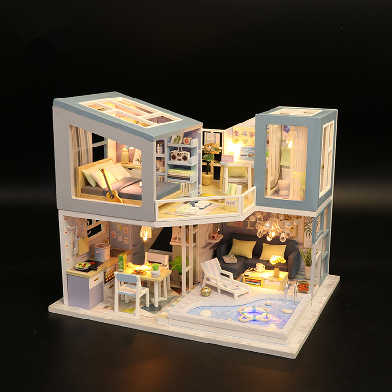 diy小屋别墅 手工制作木质玩具建筑模型房子创意圣诞节礼物礼品