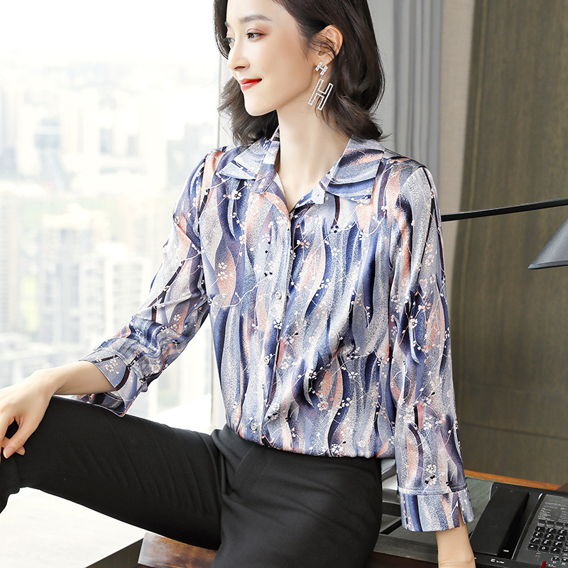 正允硕品真丝彩条衬衫女2020春季新款杭州重磅桑蚕丝半开领洋气显