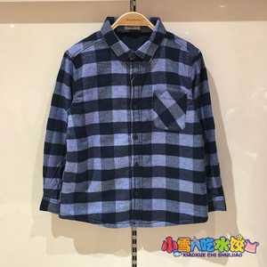 巴拉巴拉童装男童长袖衬衫双层加绒2017冬装新款正品22024171205儿童衬衫