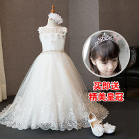 花童婚纱 女童礼服儿童婚纱长款超长拖尾裙鱼