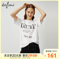 伊芙丽t恤女2020年夏季女装短袖t恤白色字母上衣网红ins超火体恤