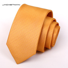Мужской галстук Jacketman оранжево - жёлтый, узкий, модный мужской 6cm.