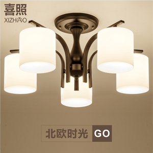 北欧宜家玻璃LED吸顶灯美式卧室灯温馨现代简约客厅灯具圆形大灯吸顶灯