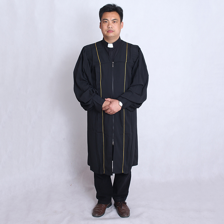 基督教牧师服三件套 牧师服 圣带 黑色款 牧师袍一件套/两件套/全