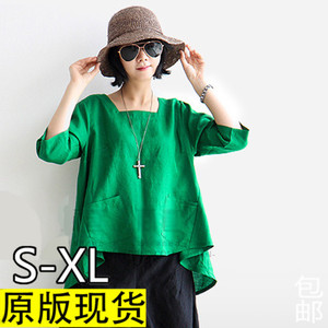 天天特价麻料夏装t恤棉麻女装衬衫民族风文艺范大码宽松亚麻上衣民族风女装