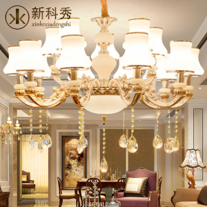 欧式现代简约大气客厅吊灯 简欧玉石水晶灯创意餐厅卧室灯饰灯具吊灯