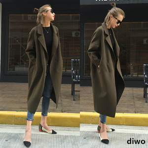 diwo正品2016冬款双面羊绒长款过膝茧型大衣女宽松羊毛呢外套7081双面绒大衣