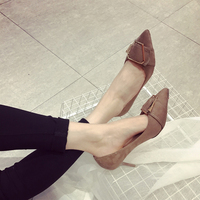 绒面杏-通勤绒面浅口杏色中跟高跟鞋百搭同款