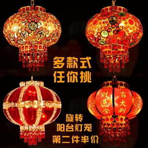 中式中秋新居乔迁红色水晶灯笼旋转吊灯阳台大门走廊led婚房灯笼LED灯笼